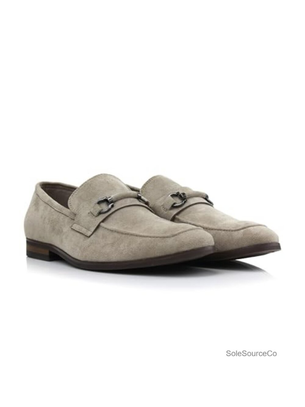 Classic Moc Toe Loafers with Horsebit Buckle - Vegan Suede Slip On Dress Shoes - Picture 6 of 6